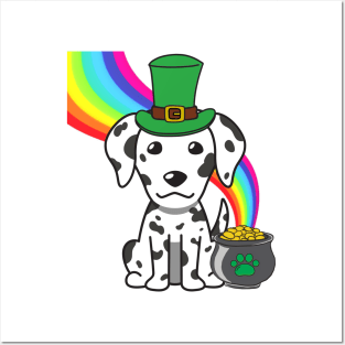 Funny dalmatian celebrates st patricks day Posters and Art